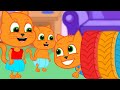Cats Family in English - Fun Game With Rainbow Wheels Cartoon for Kids