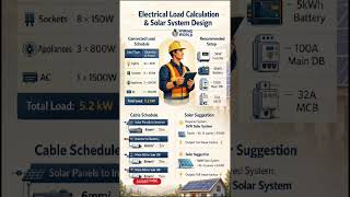 ⚡ Electrical Load Calculation & Solar System Design 🌞#electrical#shorts#ytshorts#wiringworld