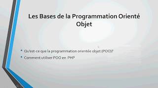1 POO PHP  Introduction - tutoriel en francais