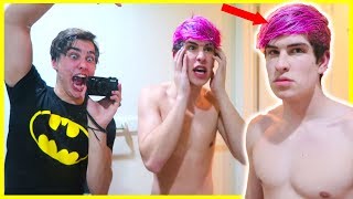 PINK HAIR DYE ON ROOMMATE PRANK (REVENGE) | Colby Brock