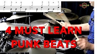 4 Must Learn Punk Rock Beats - Drum Lesson
