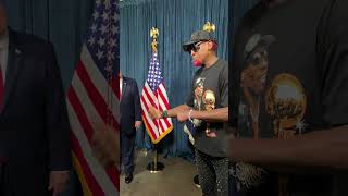 @POTUS x@dennisrodman 'Best rebounder in the history of basketball!'