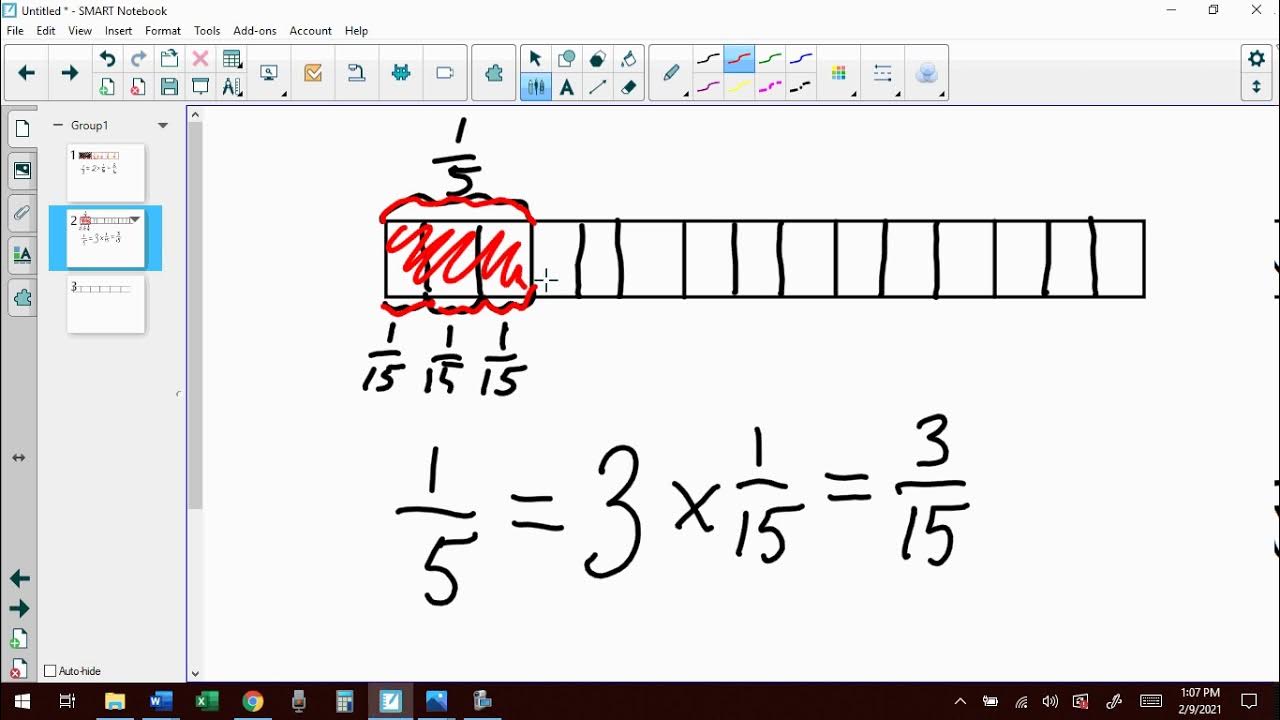 Fractions Into Sums of Smaller Unit Fractions Using Tape