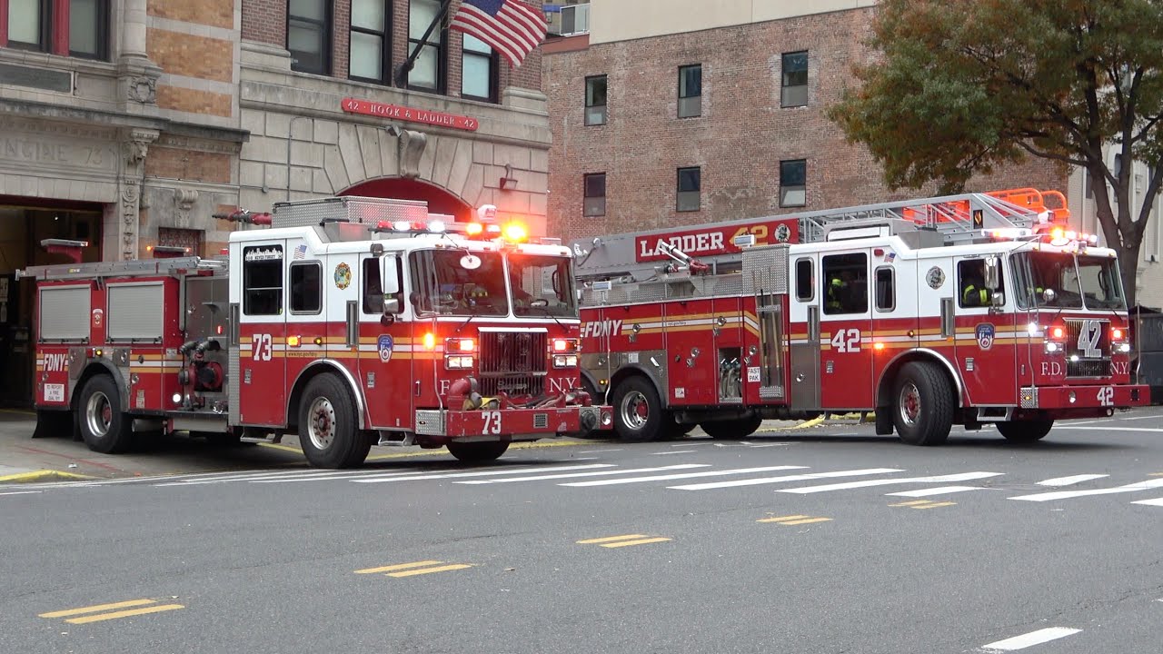 FDNY Engine 73 & *NEW* Ladder 42 Responding - YouTube