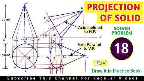 PROJECTION OF SOLIDS SOLVED PROBLEM 18 IN HINDI IN ENGINEERING DRAWING @TIKLESACADEMYOFMATHS