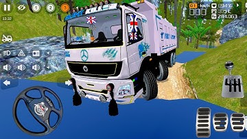 12 Wheeler Truck Sand Transporter Driving In Indian Heavy Offroad | Bus Simulator Indonesia Mod 2025