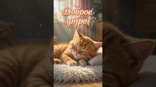 открытка с добрым утром #открытка #доброеутро #котики #картинки #открытки #поздравление