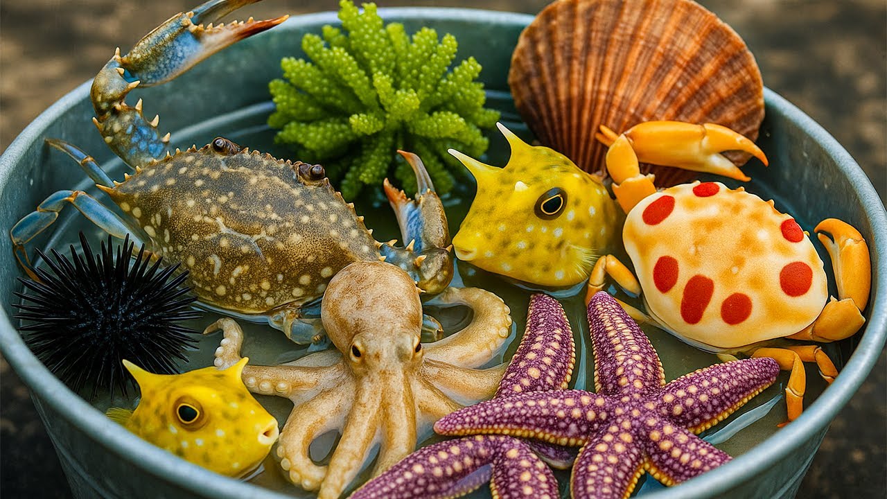 🌊 Ocean foraging | 🐍 Eel, 🐠 Longhorn Cowfish, 🐙 Octopus, 🦀 Colorful Crab & ⭐ Starfish Discovery