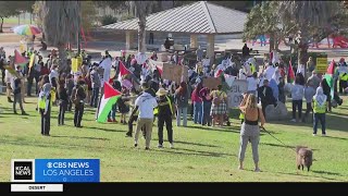 Pro-Palestinian protesters rally in the Fairfax District