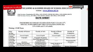 jkbose (11th Class) Datesheet out bi-annual private UT of j&k & ladakh Private exam 2022 screenshot 3