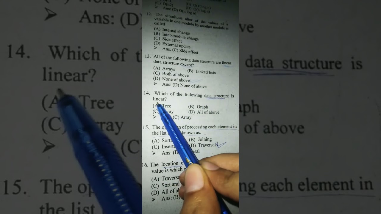 computer science mcqs DATA STRUCTURES AND ALGORITHM