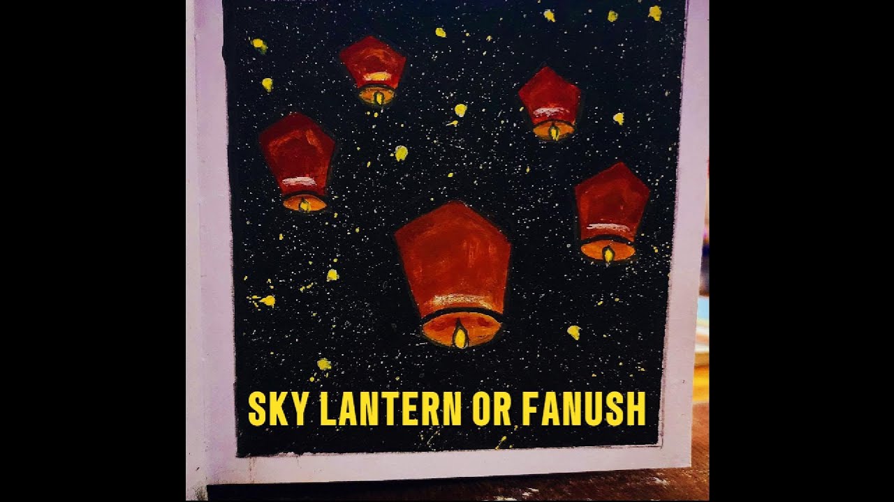 How to Draw Sky Lantern || Acrylic Painting for Beginners || Art ...