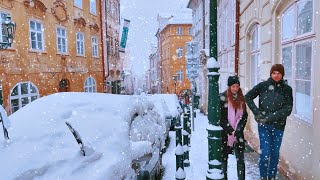 PRAGUE EXTREME SNOW WALK 🌬️Walking in a Snow Hail - Relaxing Winter Ambience - Virtual Tour 4K ASMR