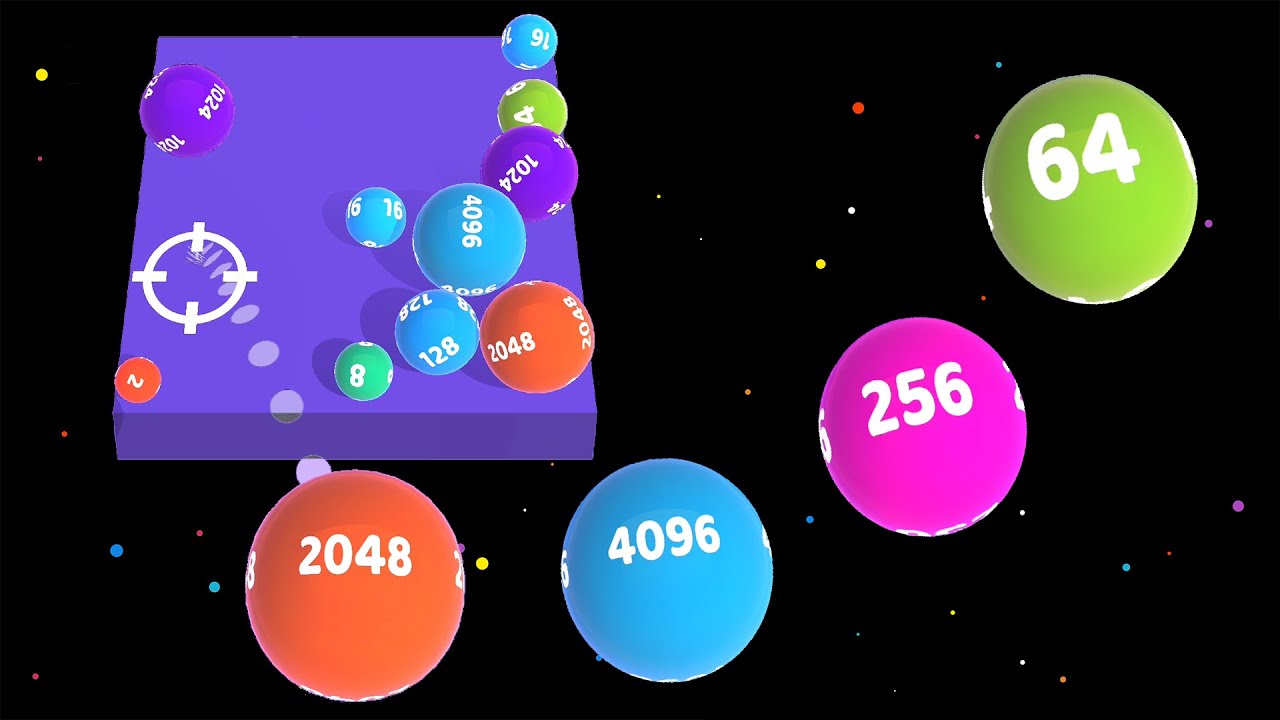 3D Physics Balls Win Game Reach 16384, 32768, 65536 Big Balls en