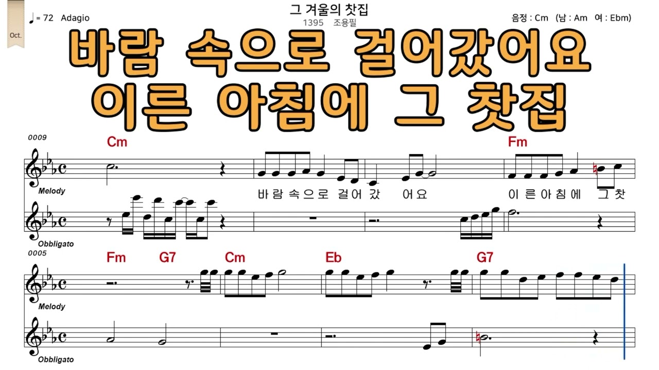 그겨울의찻집 조용필 악보와 노래