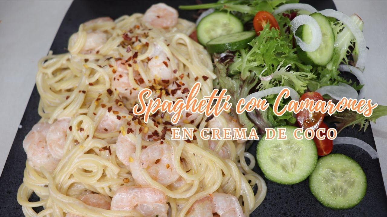Espagueti con Camarones En CREMA de COCO