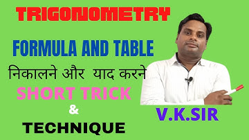 अब त्रिकोणमिति को समझना और formula को याद करना with concept हुआ आसान/trigonometry  by  v.k.sir