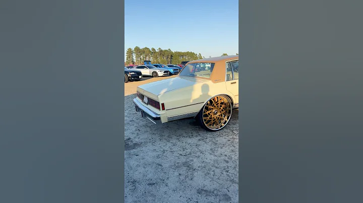 Box Chevy Brougham on Gold Forgiatos at Rockingham Dragway #boxchevy #caprice #forgiato #chevy