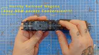 Building a OO model Railway UK | How to convert Hornby Railroad wagons to NEM Pockets | Ep 28