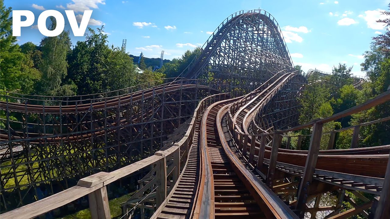 LoupGarou Front Row POV Walibi Belgium Vekoma Wooden Roller Coaster