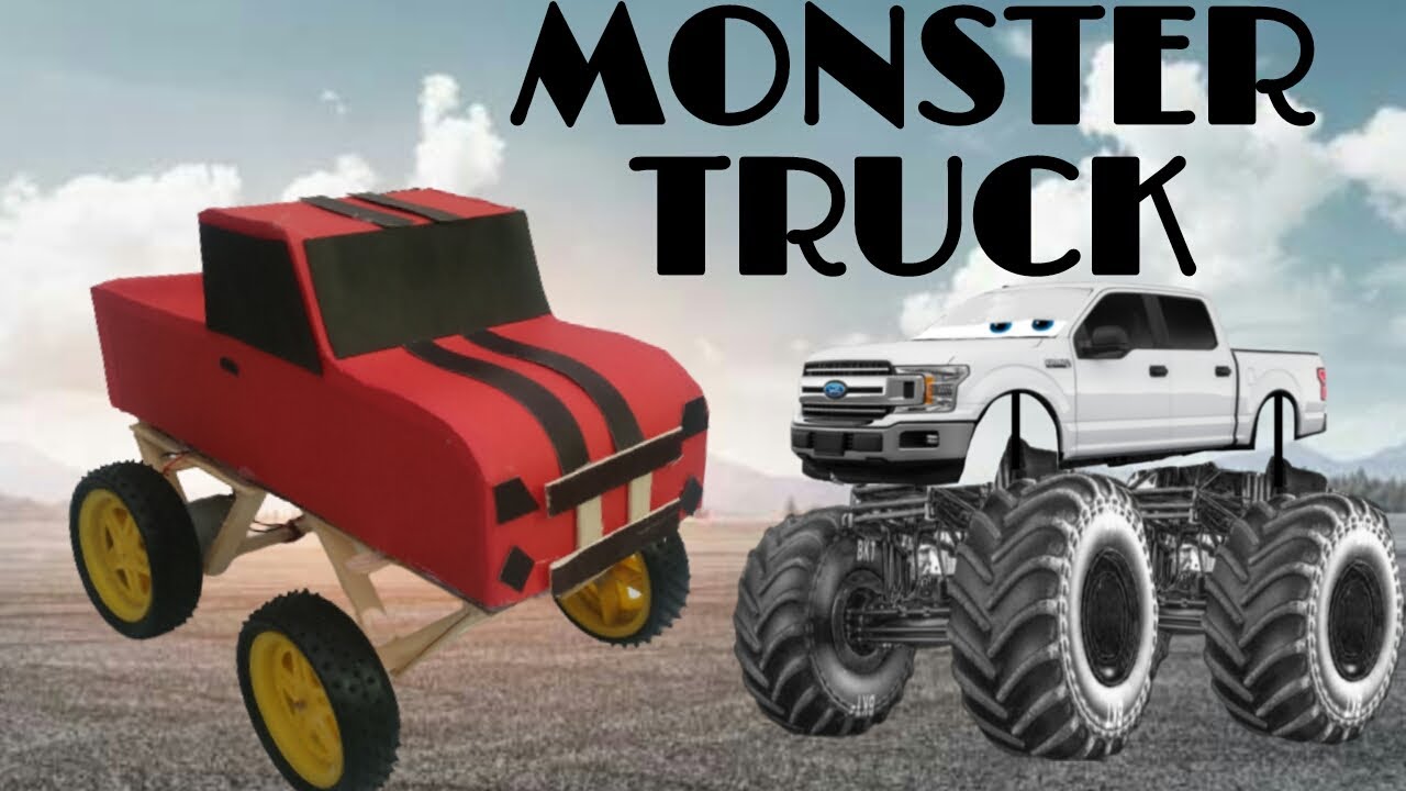 How to make a monster truck/cardboard truck/mazhar craft ideas YouTube