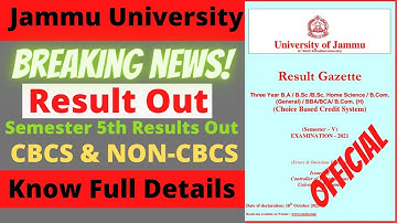 Semester 5th Result Update | Jammu University BA sem-5th Result Out 2021 | Jammu university Result