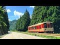 長良川鉄道、出来すぎ?列車と並走、夏雲、青空、清流、、途中で窓を開けましたのでジョイント音も聞こえます。
