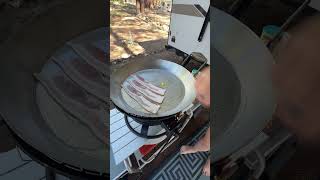 Breakfast on my new toy, fun new cooking option/ fire pit! 4 in 1 from Trail Fire