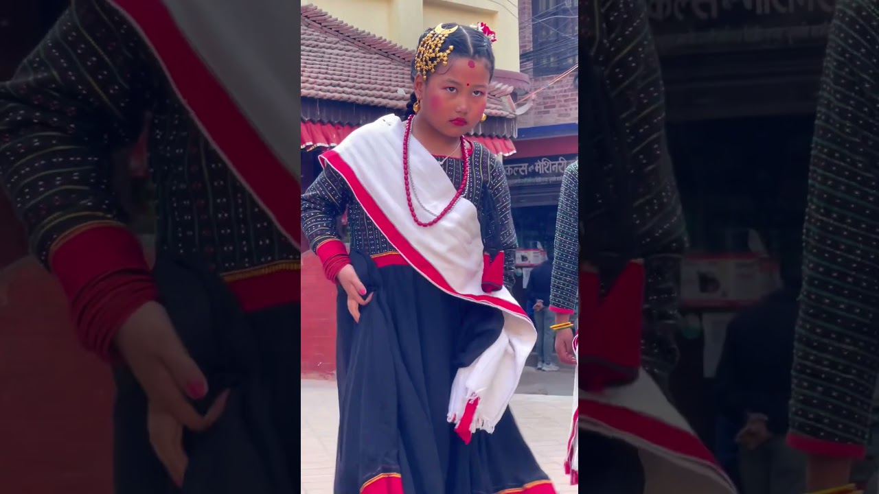 Cute beautiful in Newari dress hakupatsahi 
