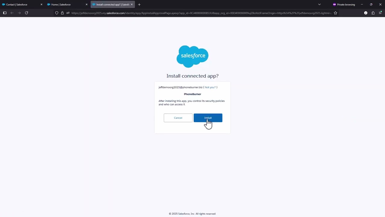 Installing the PhoneBurner Connected App