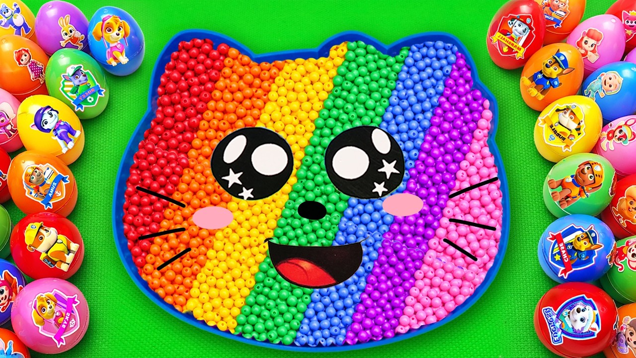 ASMR Satisfying Video🌈 DIY How To Make Rainbow Hello Kitty Beads Bathtub With Glitter Slime