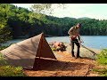 Solo Backcountry Tarp Camping - Bivi Shelter, Wood Batoning, Cooking Steak Over Hot Coals