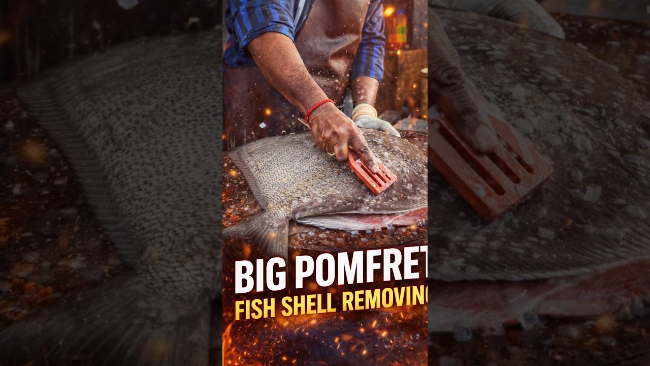Big Black Pomfret Shell Removing 🔪 | Clean & Perfect Technique
