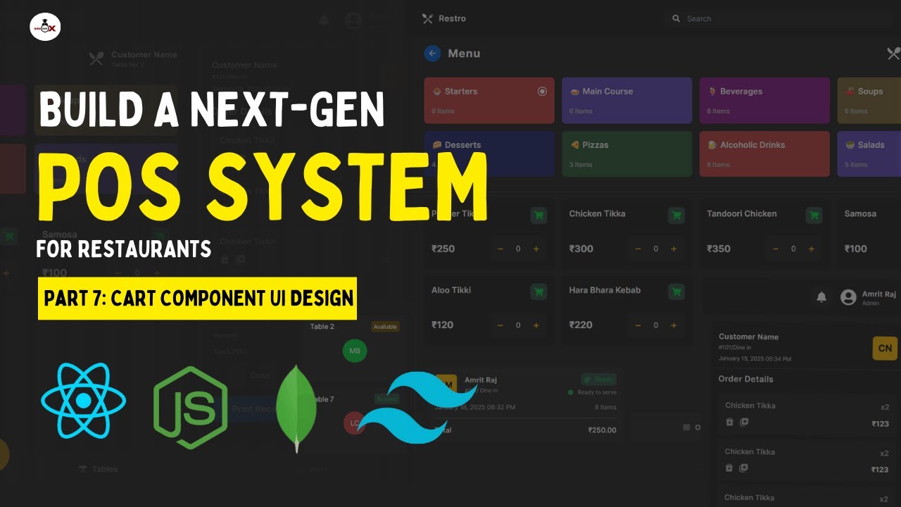 Restaurant POS System with React & Node.js – Part 7: Cart Component UI Design | 
