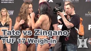 TUF 17 Finale: Miesha Tate vs Cat Zingano Weigh-in + Face Off