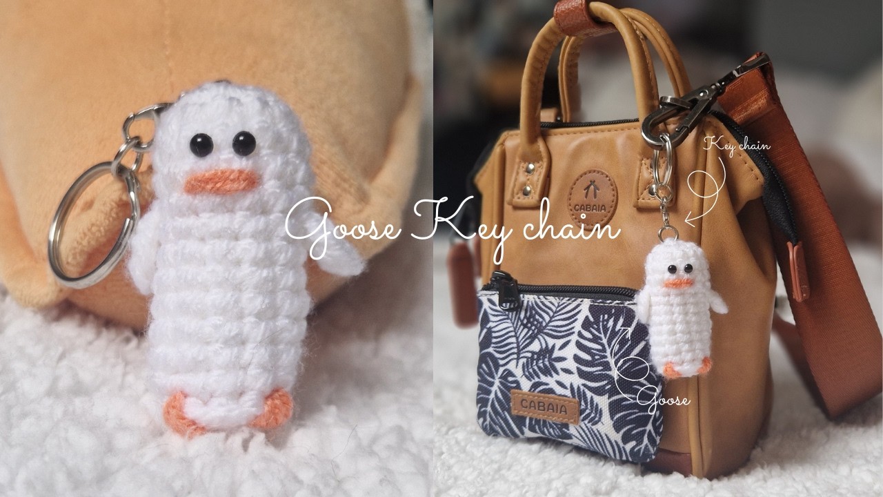 How to crochet a cute goose key chain (Eng, Fr subtitles)