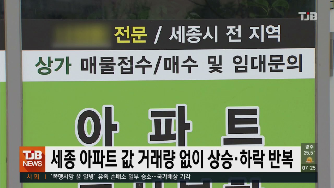 세종 아파트 값 거래량 없이 상승·하락 반복