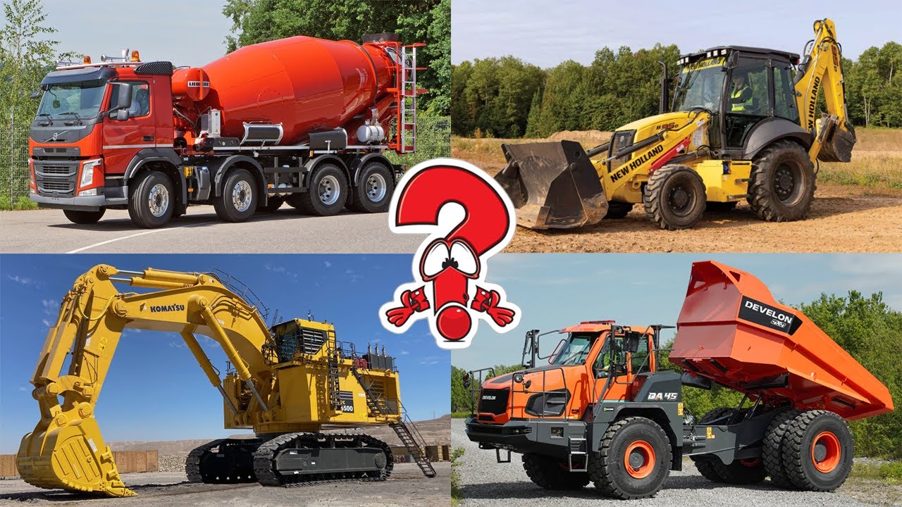 We teach Constructions Vehicles for children Quiz guess the