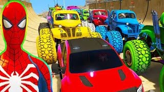 Impossible Motor Car Ramp Racing Simulator | Epic Mega Ramp Challenge | SpiderMan BMW Truck GTA 5 #1