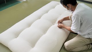 กระบวนการผลิตฟูกญี่ปุ่นที่น่าทึ่ง! ฝีมืออันยอดเยี่ยมของช่างทำฟูตง