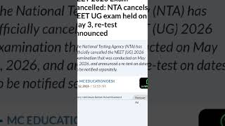 NEET 3 May 2026 Cancelled — Re-Exam Dates To Be Announced #neetexam