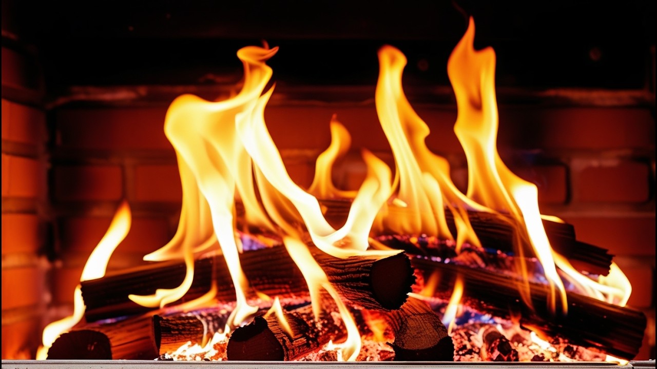 🔥 4K Fireplace Ambience – Glowing Flames, Cozy Warm Light, and Soft Fire Crackles.