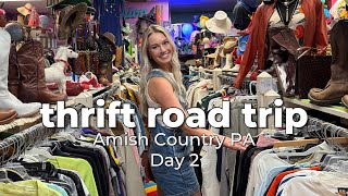 thrifting through Amish Country PA DAY 2!! 🐄🌾🛒 THRIFT WITH ME roadtrip VLOG (5 stores)