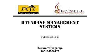 DBMS Question Session Task 15 | 1st Year | Semester 01 | Java Institute