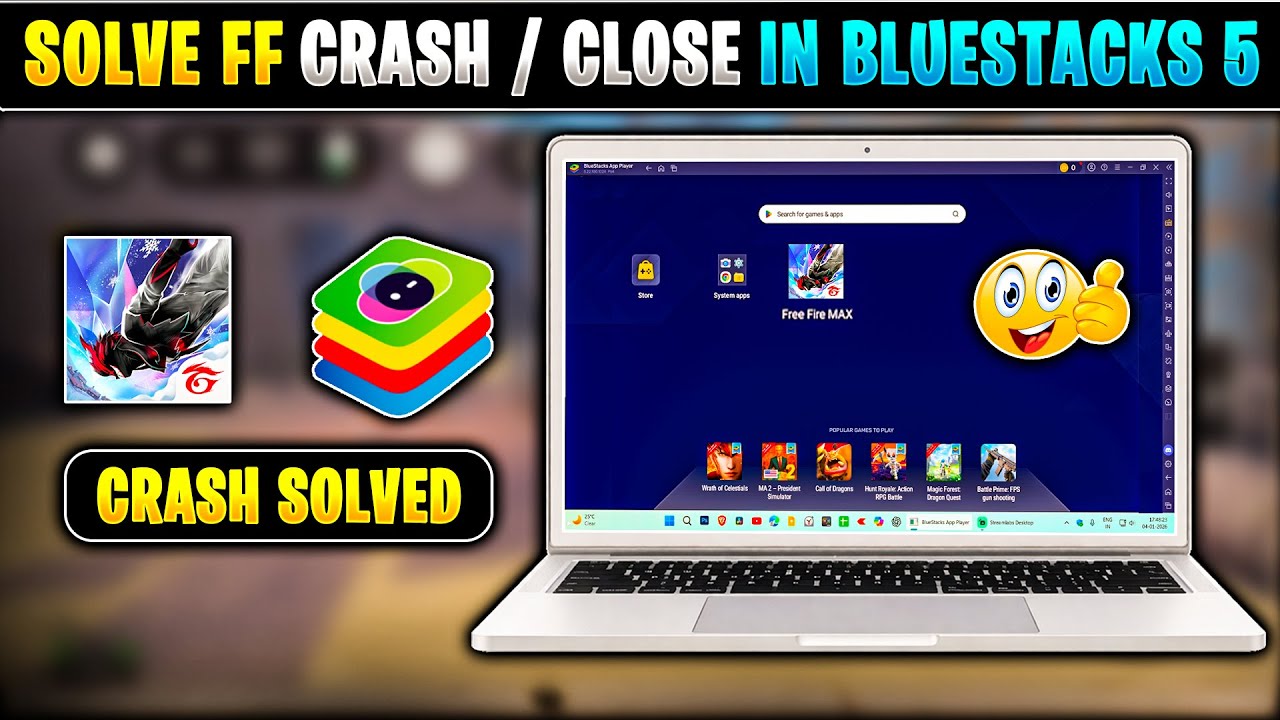 Bluestacks 5 Free Fire Crash Problem Kaise Solve Kare | Solve Free Fire Auto Back In Bluestacks 5