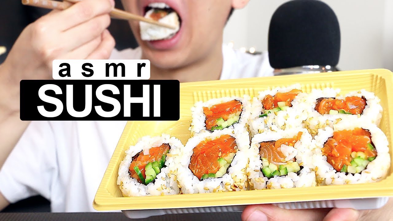 ASMR SUSHI — No Talking | Salmon Sesame Roll 😍 | Sushi Mukbang, Eating Show, Eating Sounds