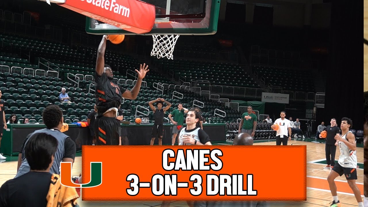 Miami Basketball 3-on-3 Drill 🏀 Big Dunks & Freshman Impresses