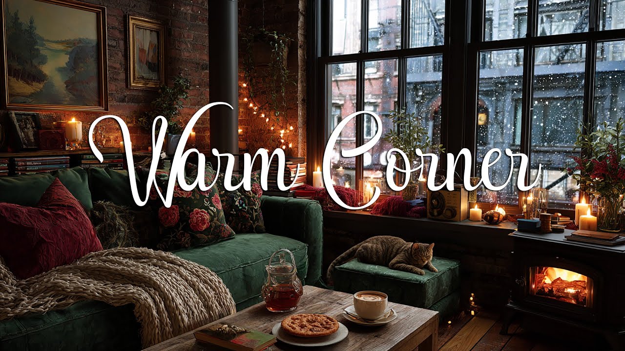 Peaceful snowy morning jazz vintage 🍁 Oldies playing in another room for sleep, study and relaxation