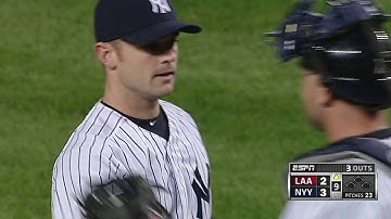 LAA@NYY: Robertson fans Ibanez to end the game