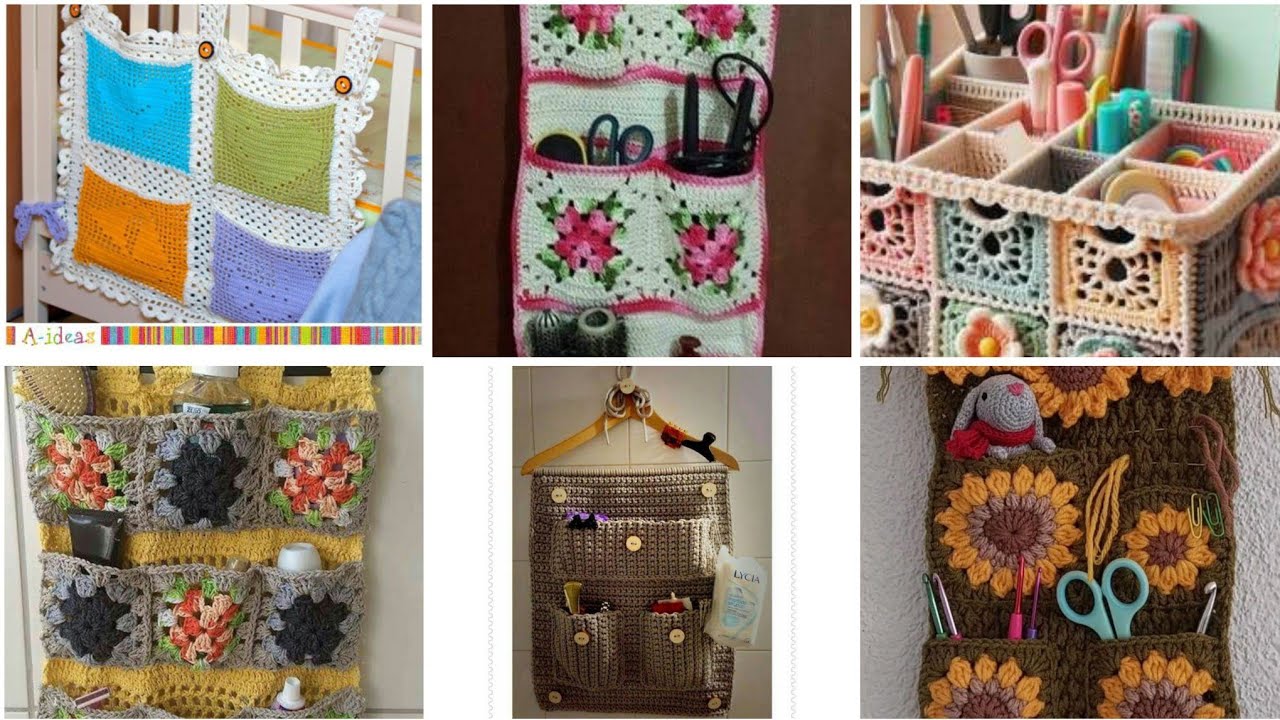 Crochet wall hanging organizer pocket ideas